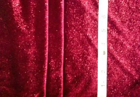 9E-103 Burgundy Glitter Stretch Velvet