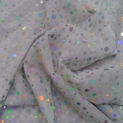 3B-103 Grey Hologram Dot Mesh - 5.5 YARD REMNANT