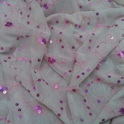 3A-104 White/Pink Sequin Mesh