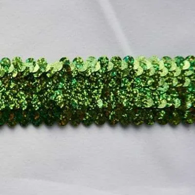 S102 Lime Stretch Sequin Trim 4 Row