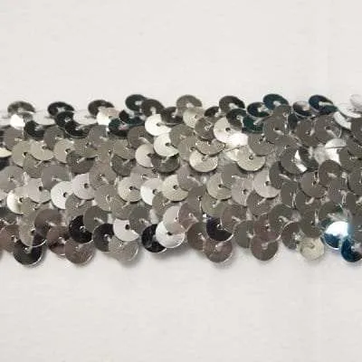 S108 Silver Stretch Sequin Trim 4 Row