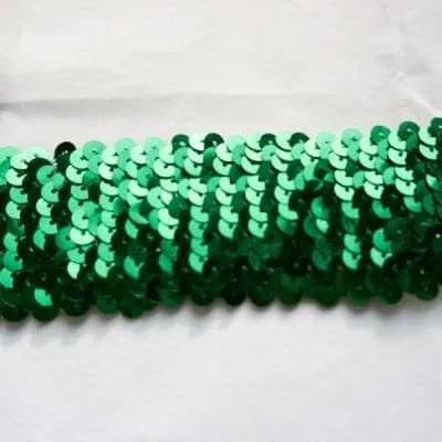 S100 Green Stretch Sequin Trim 5 Row