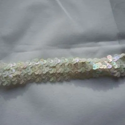 S101 Ivory Pastel Stretch Sequin Trim 3 Row 11 yards - $11