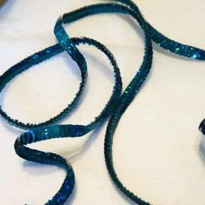 S137 Teal Stretch Sequin Trim