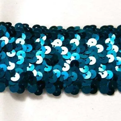 S143 Teal Stretch Sequin Trim