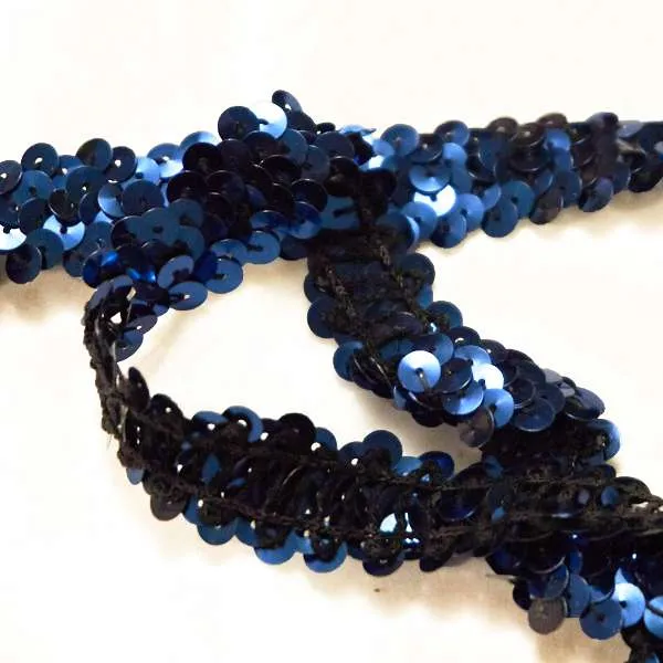 S146 Navy Stretch Sequin Trim 2 Row - Image 3