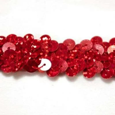 S154 Red Stretch Sequin Trim 2 Row