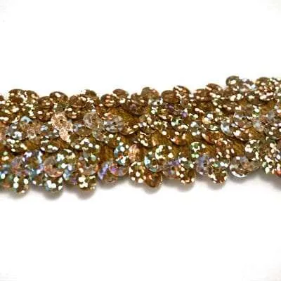 S157 Gold Hologram Stretch Sequin Trim 3 Row